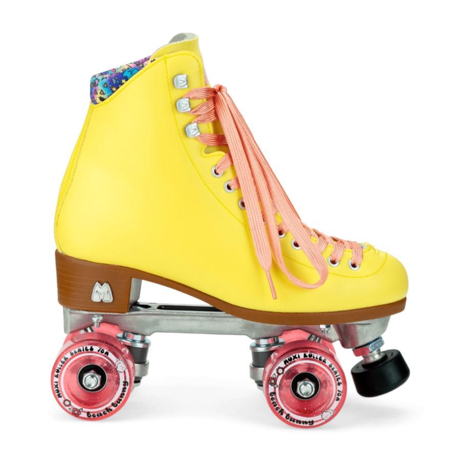 Moxi Beach Bunny Yellow Pink Roller Skates Strawberry Lemonade - Lucky Skates
