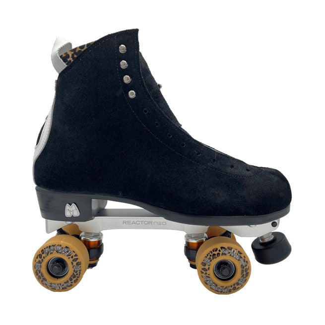Moxi Black Jack Leather Suede Neo Reactor Roller Skates - Lucky Skates