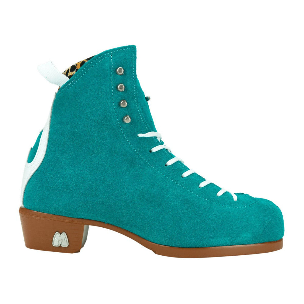 Moxi Jack Jade Teal Leather Suede Skate Boots - Lucky Skates