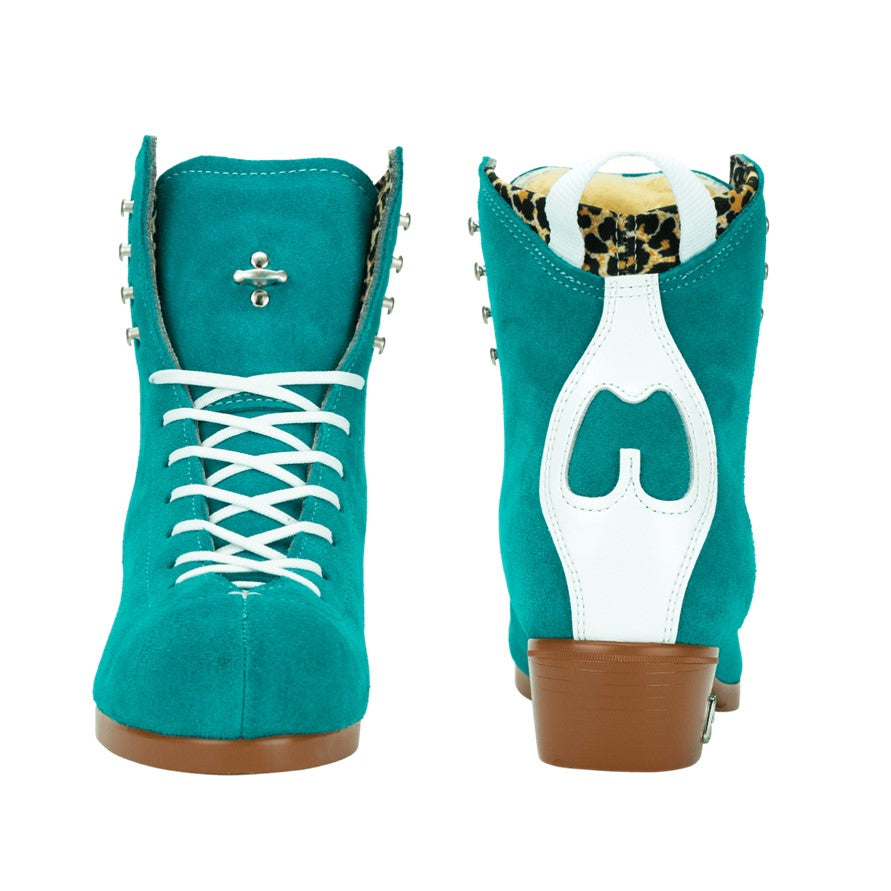 Moxi Jack Jade Teal Leather Suede Skate Boots - Lucky Skates
