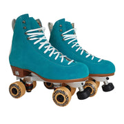 Moxi Jack Leather Suede Teal Roller Skates Jade Neo Raector Plate Moxi Trick Leopard Wheels 97a - Lucky Skates 