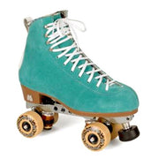 Moxi Jack Teal Leather Suede Roller Skates Jade Reactor Pro - Lucky Skates 