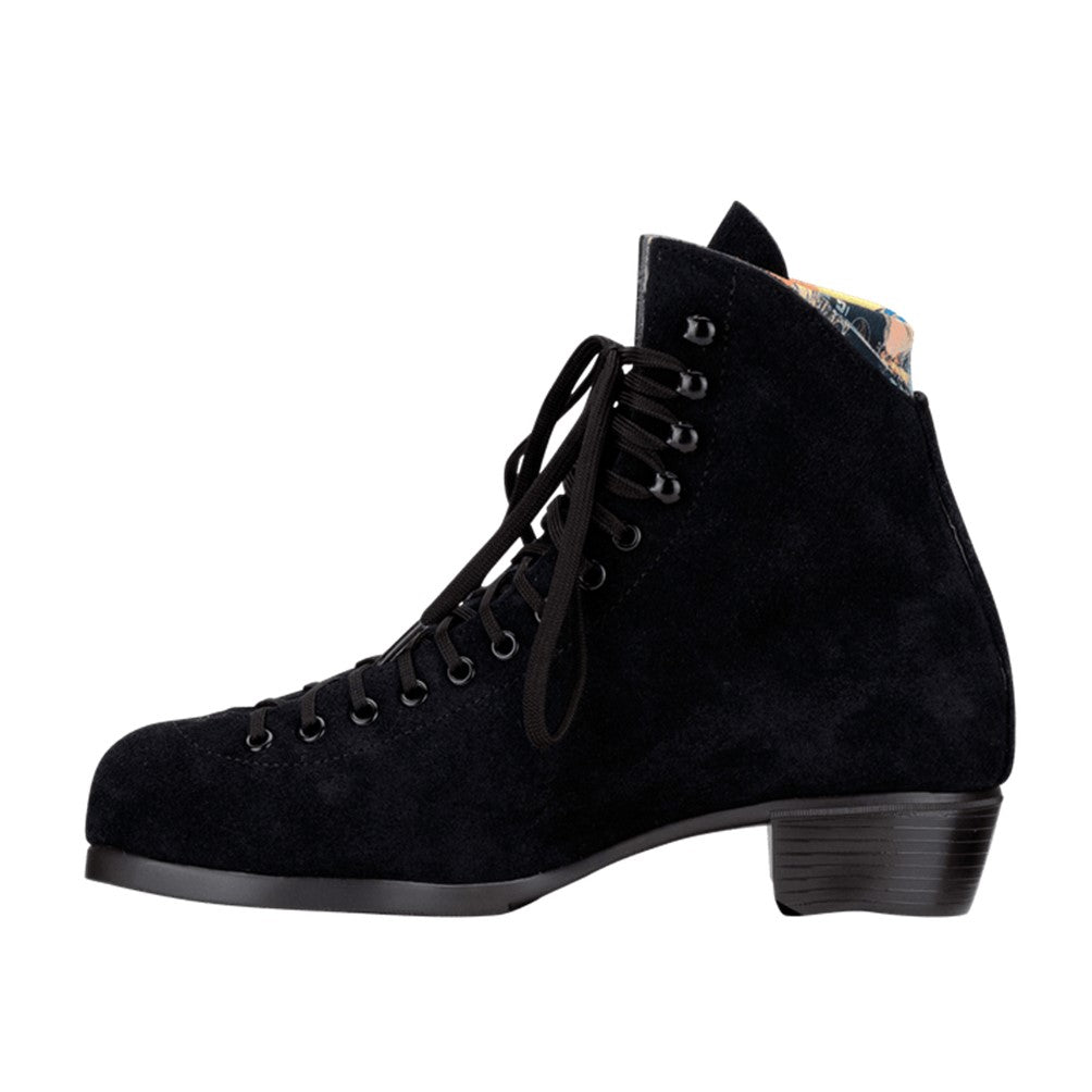 Moxi Lolly Classic leather Suede Black Roller Skate Boots - Lucky Skates