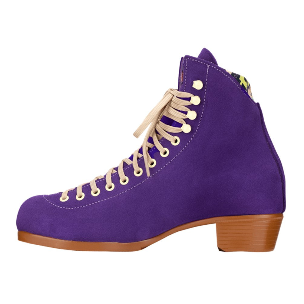 Moxi Lolly Purple Leather Suede Dark Taffy Skate Boots - Lucky Skates