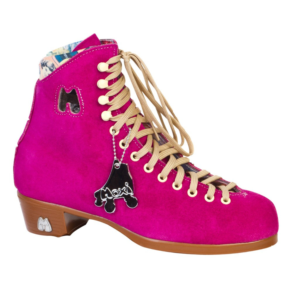 Moxi Lolly Leather Suede Roller Skate Boots Pink Fuchsia - Lucky Skates