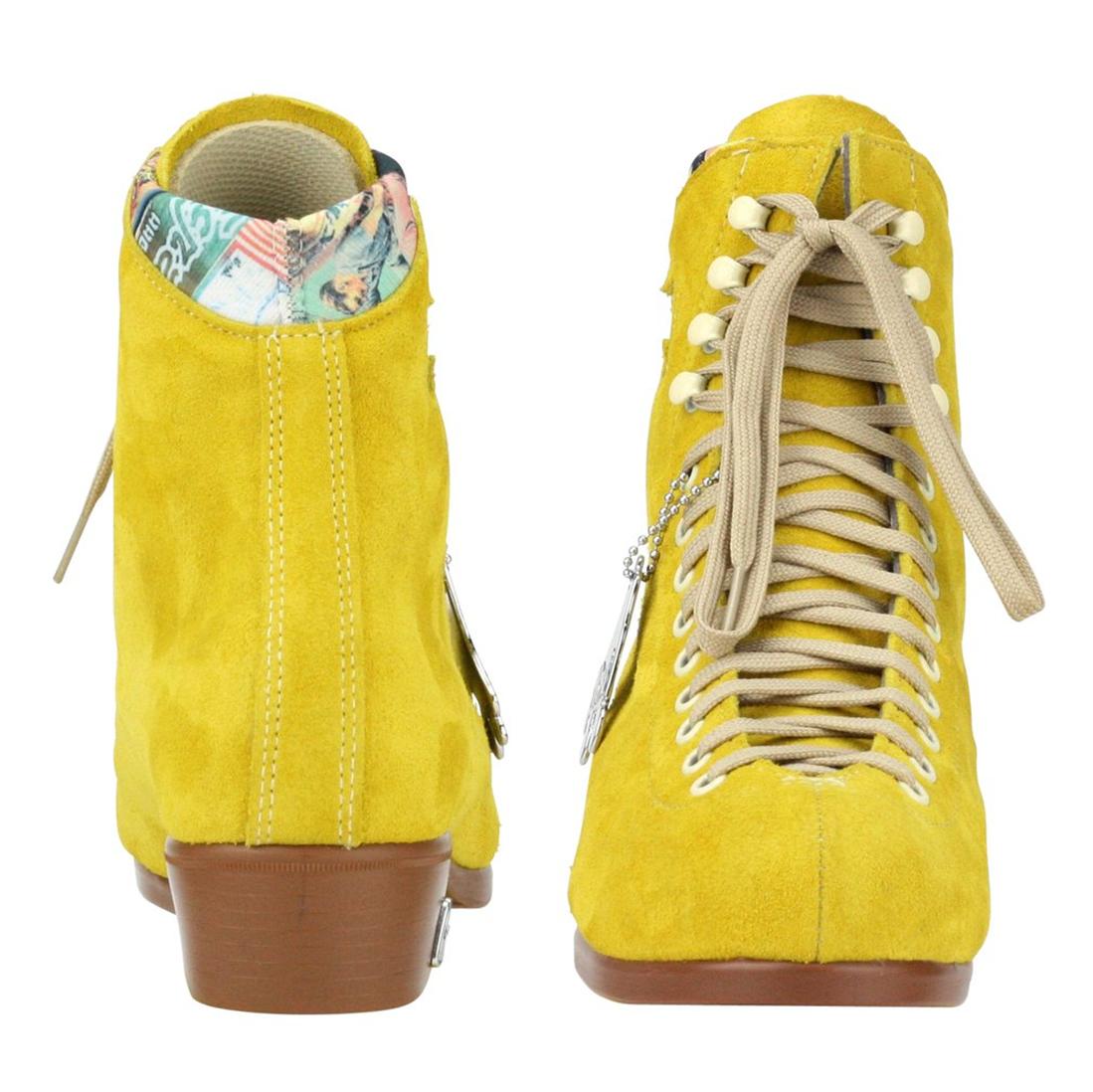Moxi Lolly Pineapple Yellow Leather Suede Skate Boots - Lucky Skates