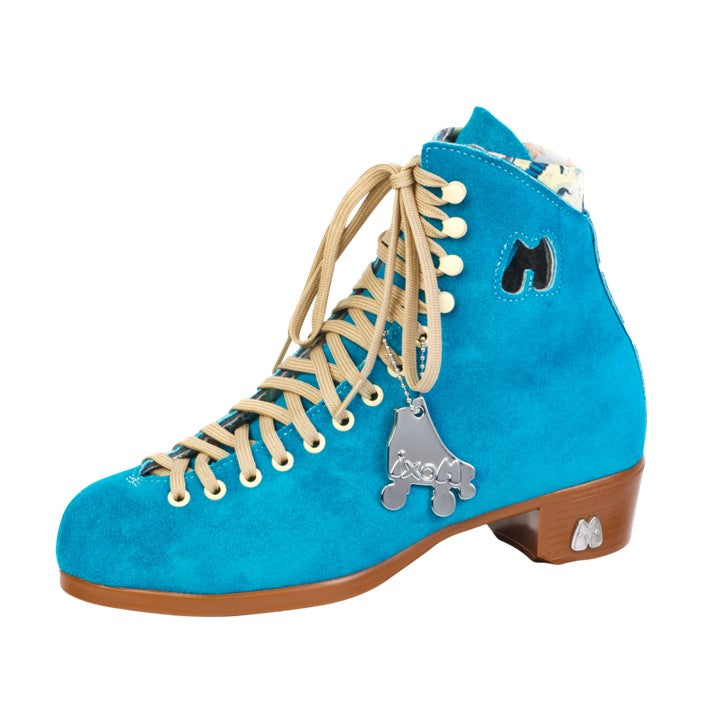 Moxi Lolly Leather Suede Roller Skate Boots Pool Blue - Lucky Skates