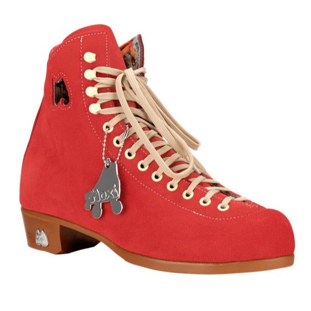 Moxi Lolly Leather Suede Roller Skate Boots Poppy Red - Lucky Skates