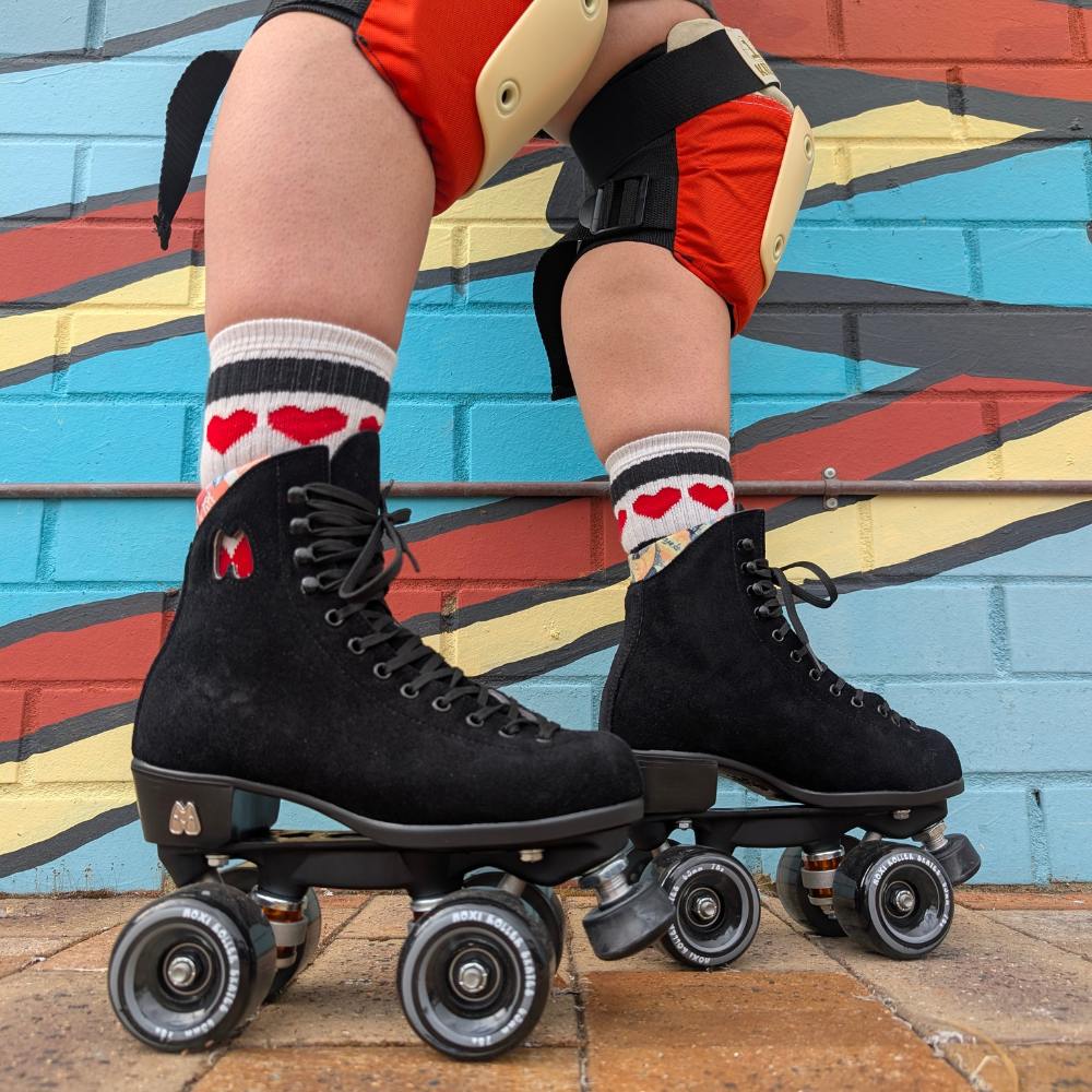 Moxi Lolly Leather Suede Hightop Roller Skates Classic Black - Lucky Skates