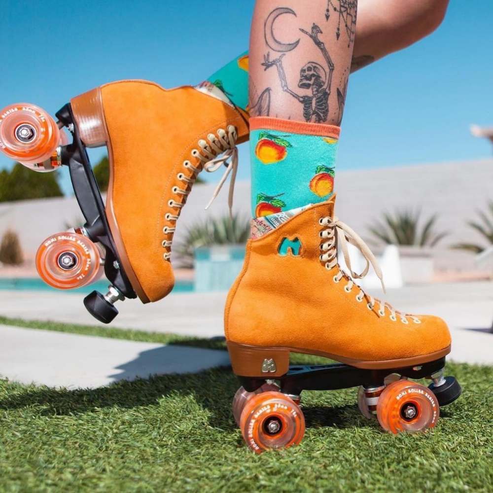 Moxi Lolly Orange Leather Suede Roller Skates Clementine - Lucky Skates