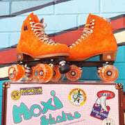 Moxi Lolly Orange Leather Suede Roller Skates Clementine - Lucky Skate