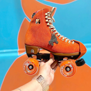 Moxi Lolly Orange Leather Suede Roller Skates Clementine - Lucky Skate