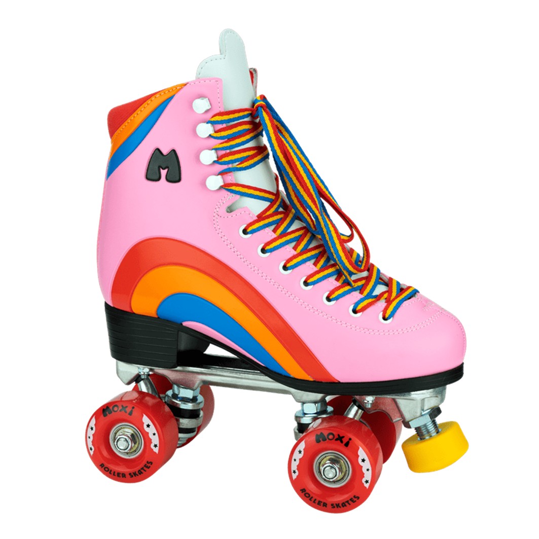 Moxi Rainbow Rider Quad High Top Roller Skates Pink Heart - Lucky Skates