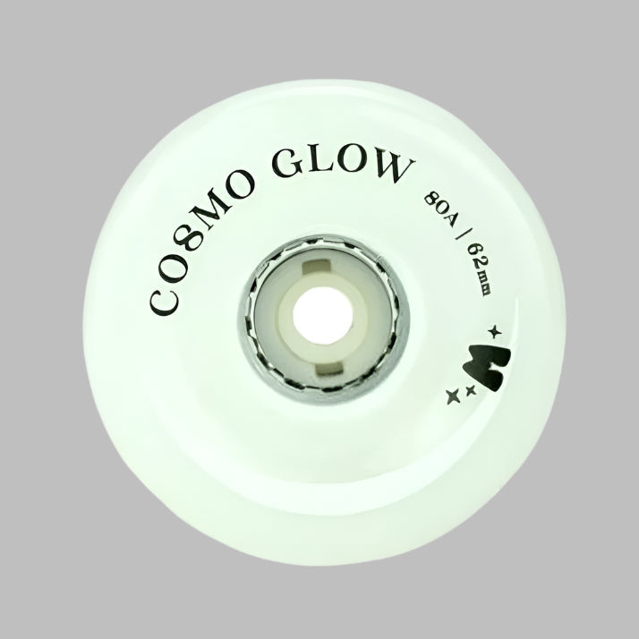 Moxi Skates Light Up Cosmo Glow White Rain Rainbow Outdoor Roller Skate LED Wheels - 4 Pack - Lucky Skates