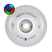 Powerslide Neons Switch LED Inline Wheels White Rainbow Multi Coloured 68mm 82A - Lucky Skates 