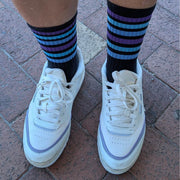 Old School Baby! Blueberry Blast Mid High Skate Socks Black/Blue/Purple - Lucky Skates