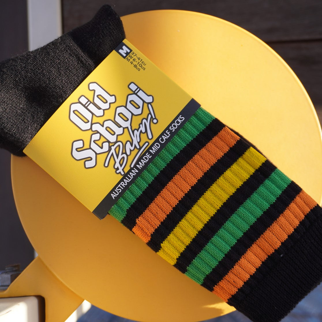 Old School Baby! Citrus Smash Mid High Skate Socks Orange/Green/Yellow - Lucky Skates