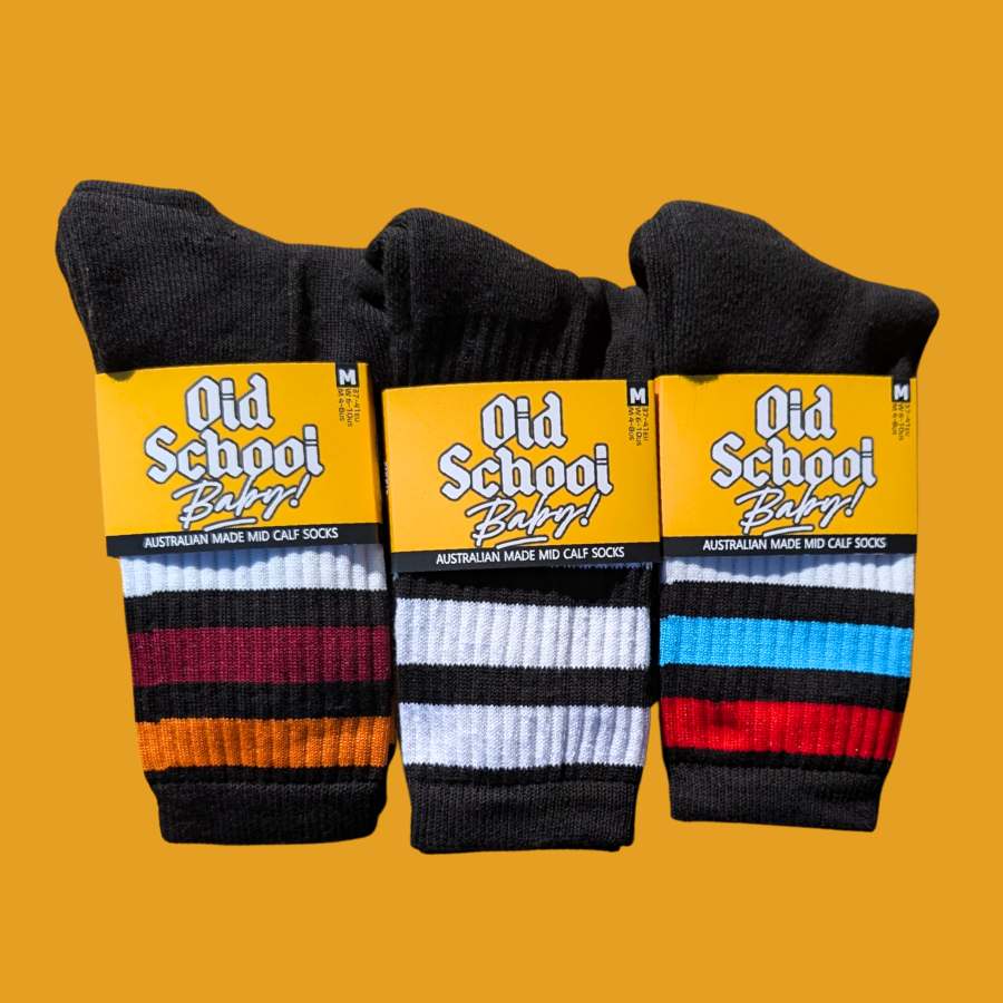Old School Baby! My Hero Skate Socks Mid High 3 Pack - Lucky Skates 