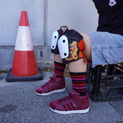 Old School Baby! Raspberry Ripple Mid High Skate Socks Black/Red/Maroon/Pink - Lucky Skates