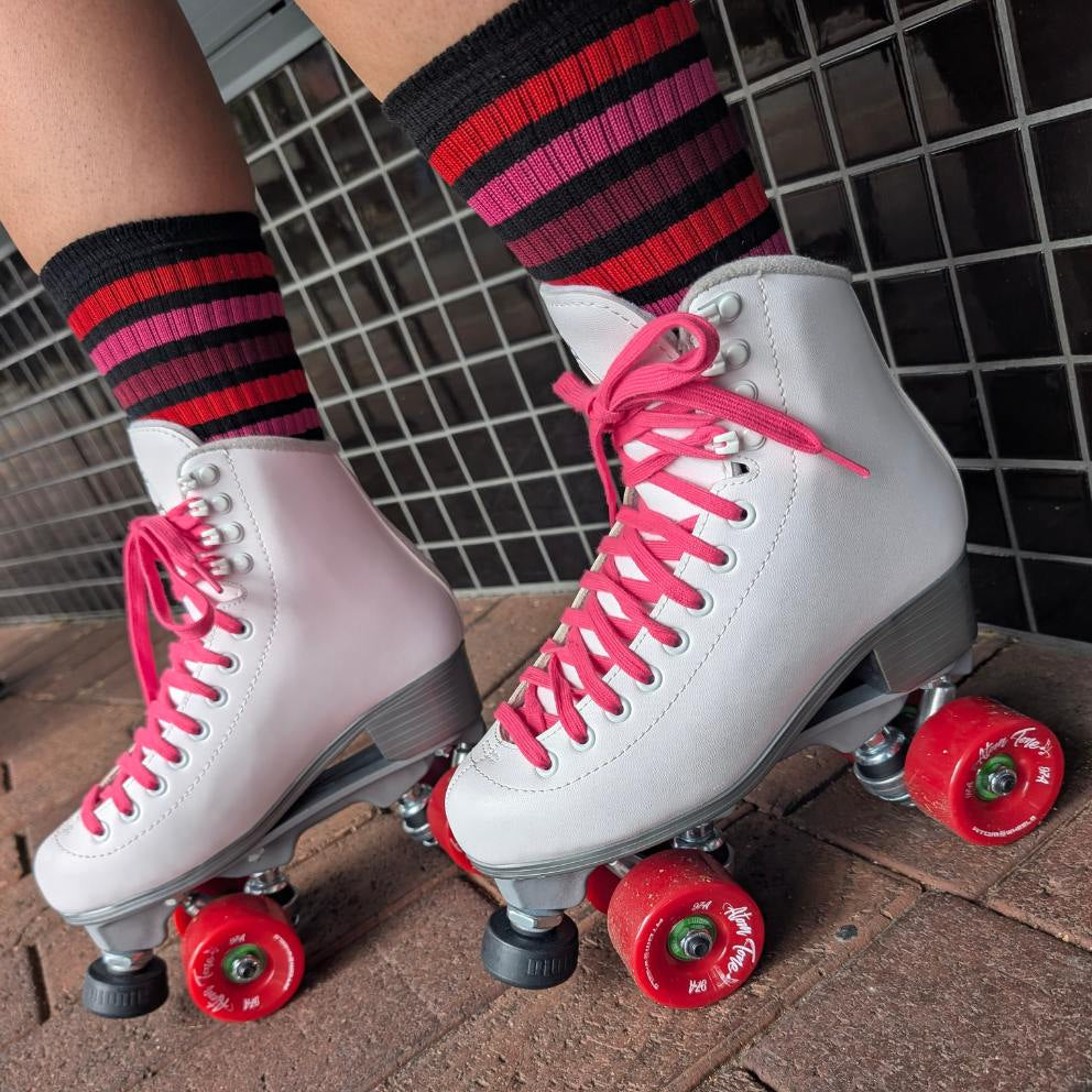 Old School Baby! Raspberry Ripple Mid High Skate Socks