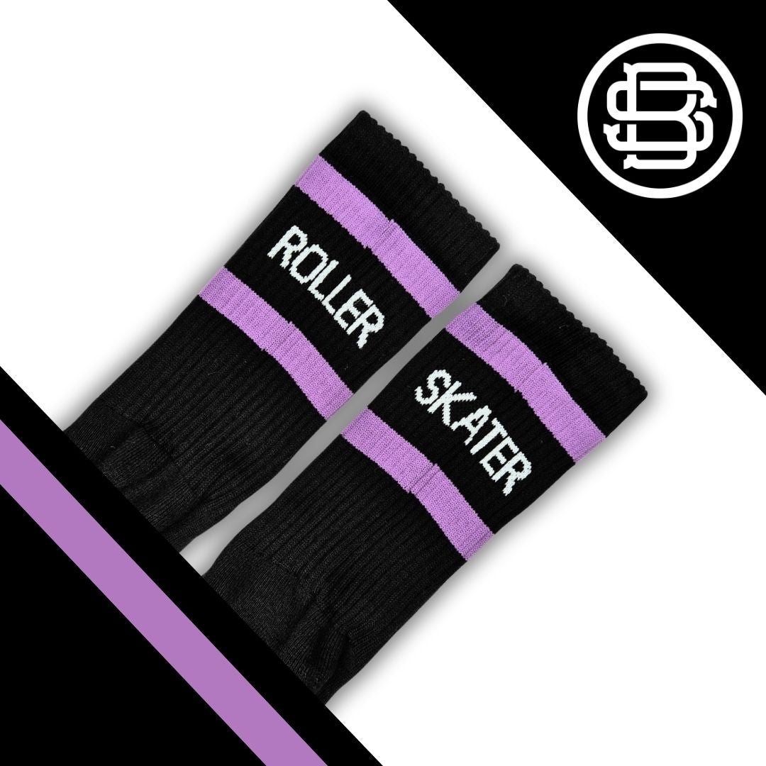 Old School Baby! Roller Skater Purple Mid High Skate Socks