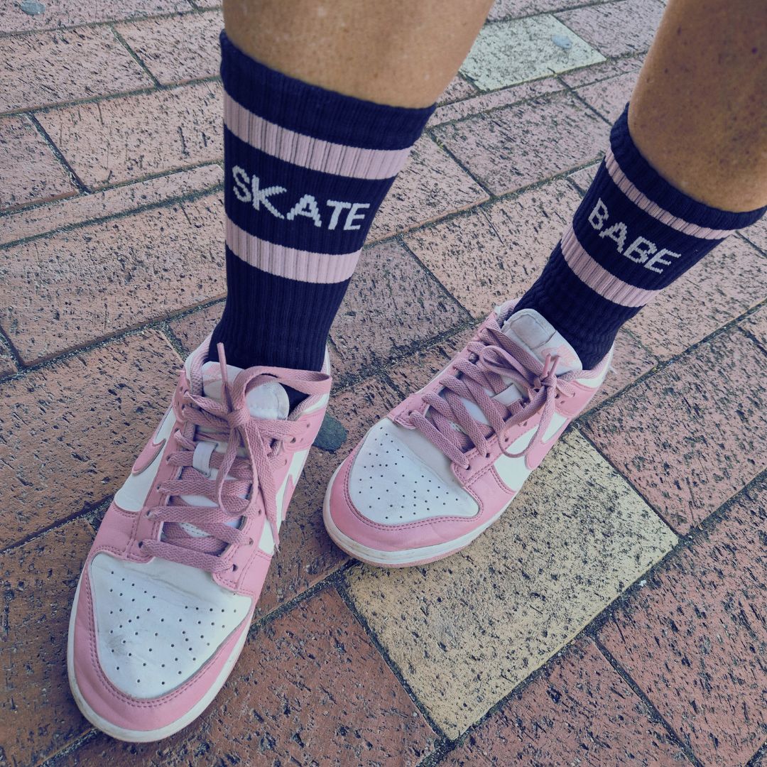 Old School Baby! Skate Babe Mid High Skate Socks