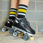 Old School Baby Team Yellow Mid High Roller Skate Socks - Lucky Skates 