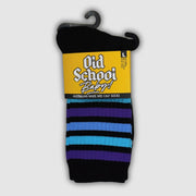 Old School Baby! Skate Socks Blue Purple Striped Blueberry Blast Mid High - Lucky Skates