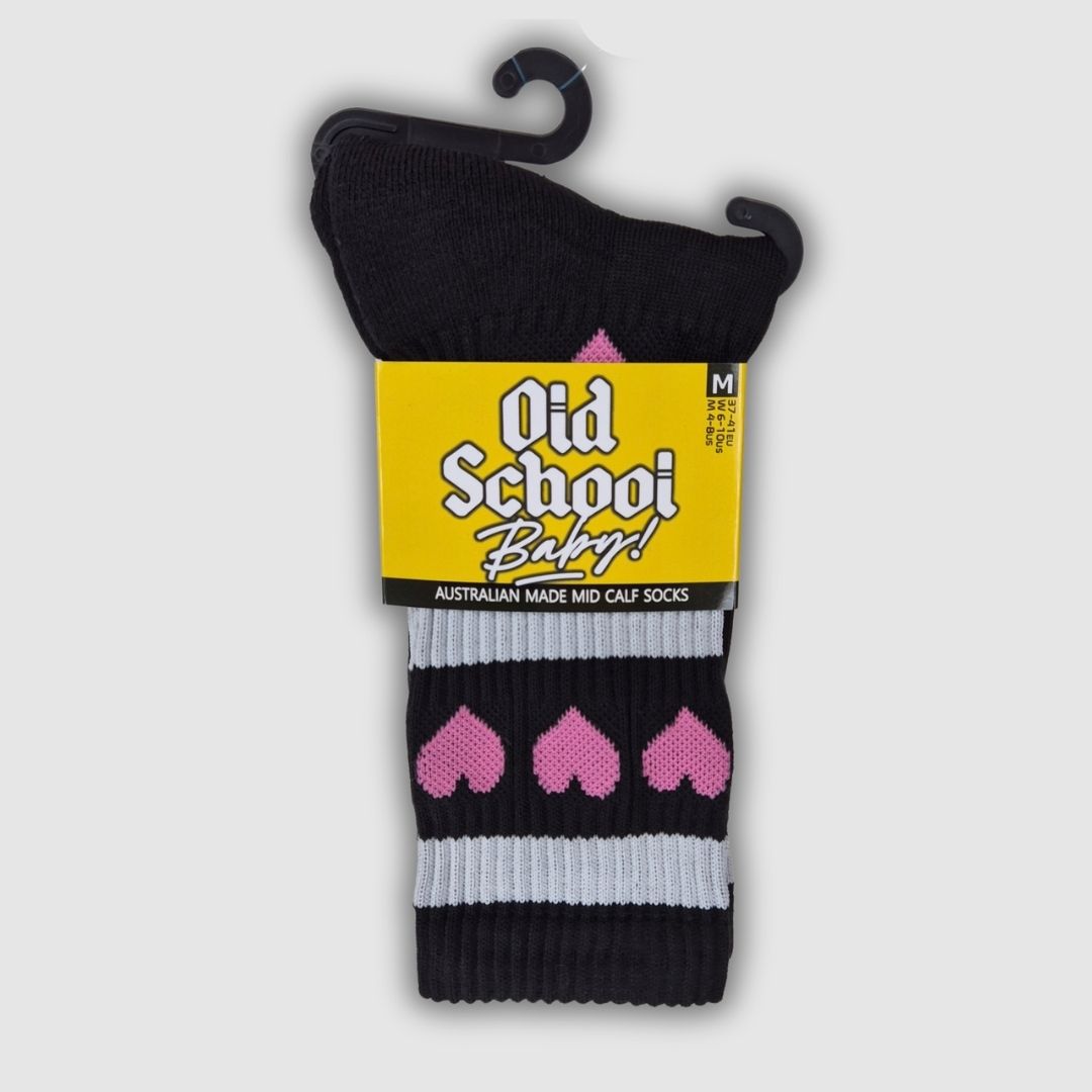 Old School Baby! Heartbreaker Pink Mid High Skate Socks