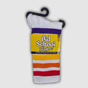 Old School Baby! Rainbow Dream V2 Mid High Skate Socks White - Lucky Skates