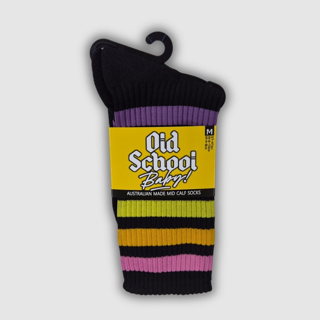 Old School Baby! Pastel Rainbow Mid High Skate Socks