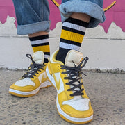 Old School Baby Team Yellow Mid High Roller Skate Socks - Lucky Skates 