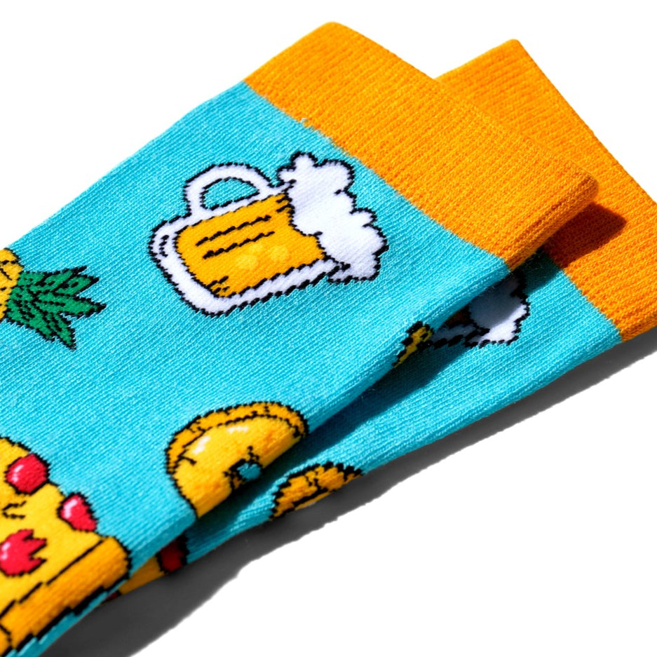 Threadheads Pineapples, Pizza and Beer Crew Socks - Lucky Skates
