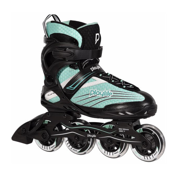 PlayLife Flyte Black Aqua Teal 84 Womens Fitness Inline Skates - Lucky Skates