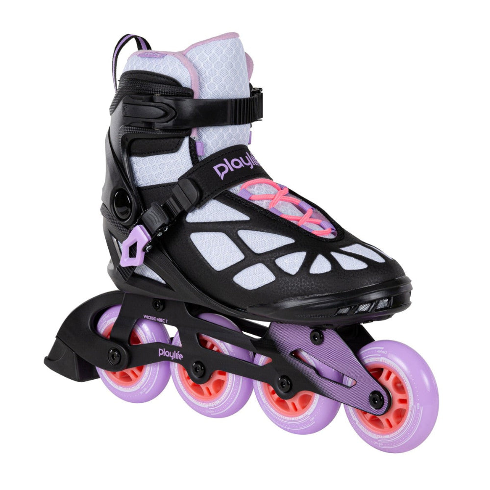 PlayLife Lancer 84 Womens Fitness Inline Skates White/Purple/Pink - Lucky Skates