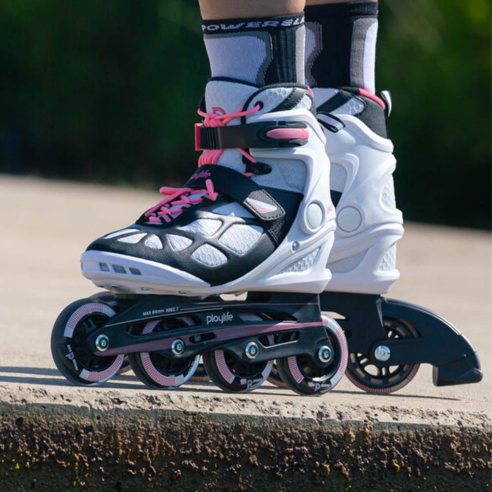 PlayLife Uno White Pink 80 Womens Fitness Inline Skates - Lucky Skates