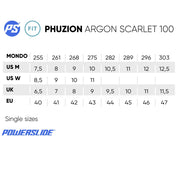Powerslide Argon Scarlet 100 Inline Skates Size Chart - Lucky Skates