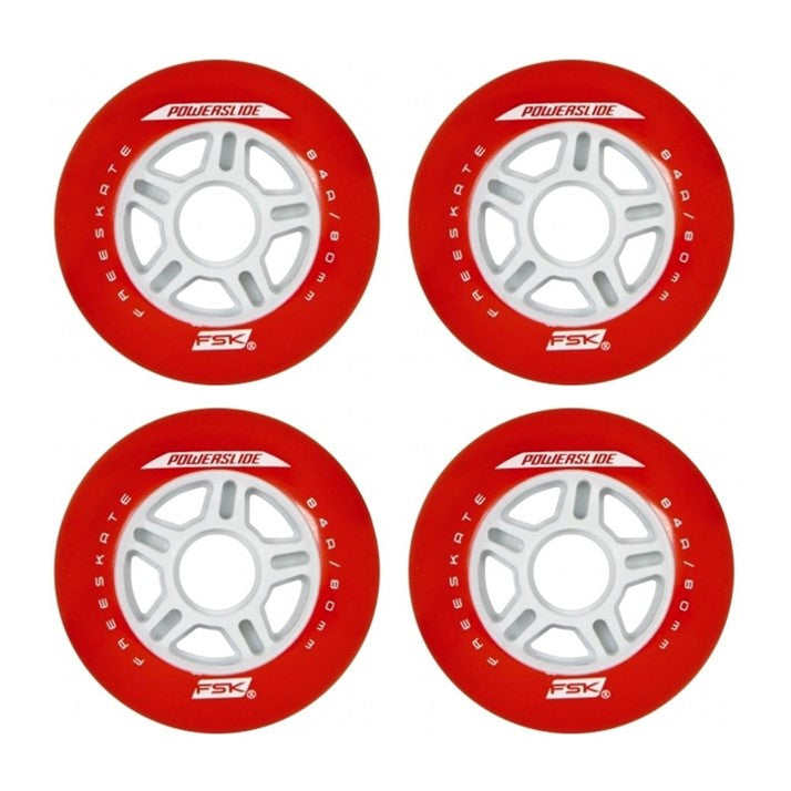 Powerslide Freeskate Red Inline Wheels 84mm 84A - 4 Pack - Lucky Skates