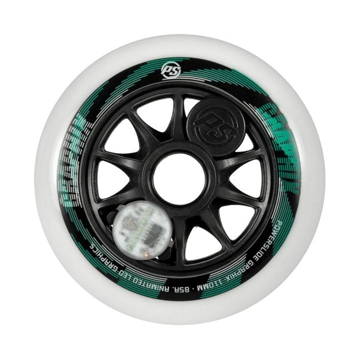 Powerslide Graphix White LED Light Up Inline Skate Wheel USD Operated - Lucky Skates