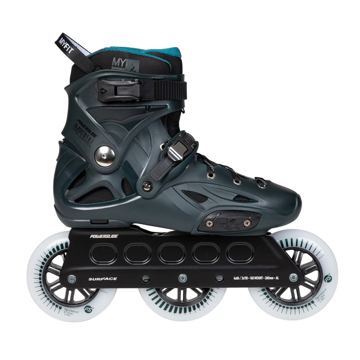 Powerslide Imperial 110 Dark Teal Inline Tri Skates - Lucky Skates