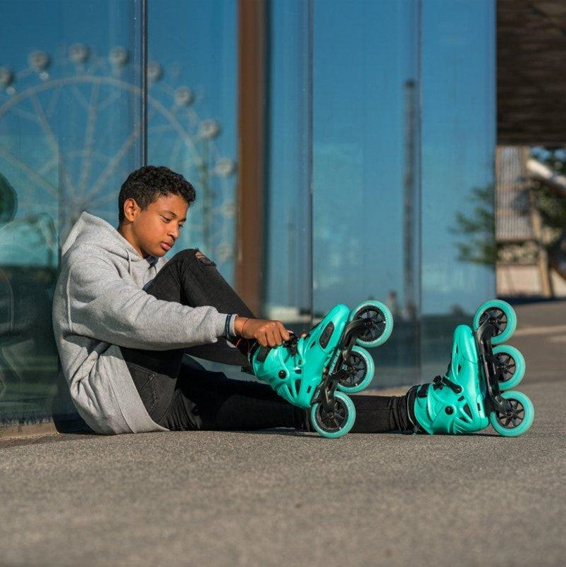 Powerslide Imperial 125 Jade Glow In The Dark Inline Tri Skates Aqua Teal - Lucky Skates
