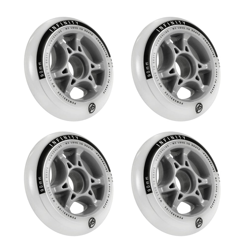Powerslide Infinity II Inline Wheel White - 4 Pack 90mm 85a - Lucky Skates 