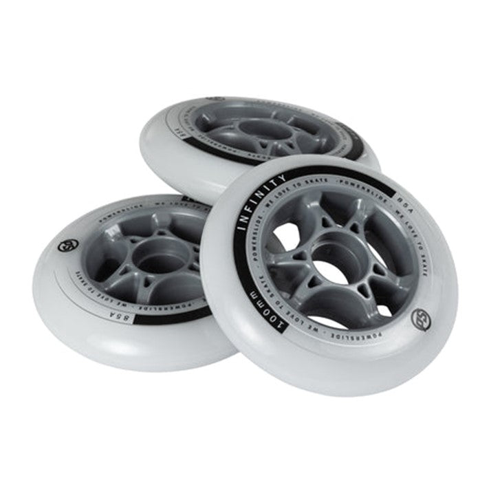 Powerslide Infinity II White Inline Wheel 100mm 85A - 4 Pack - Lucky Skates