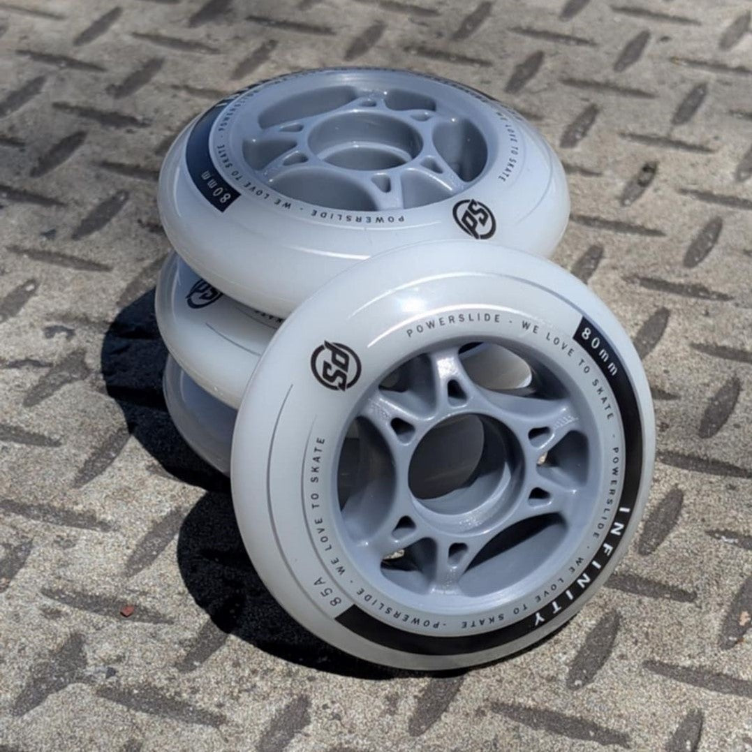 Powerslide Infinity II White Inline Wheel 80mm 85A- 4 Pack - Lucky Skates