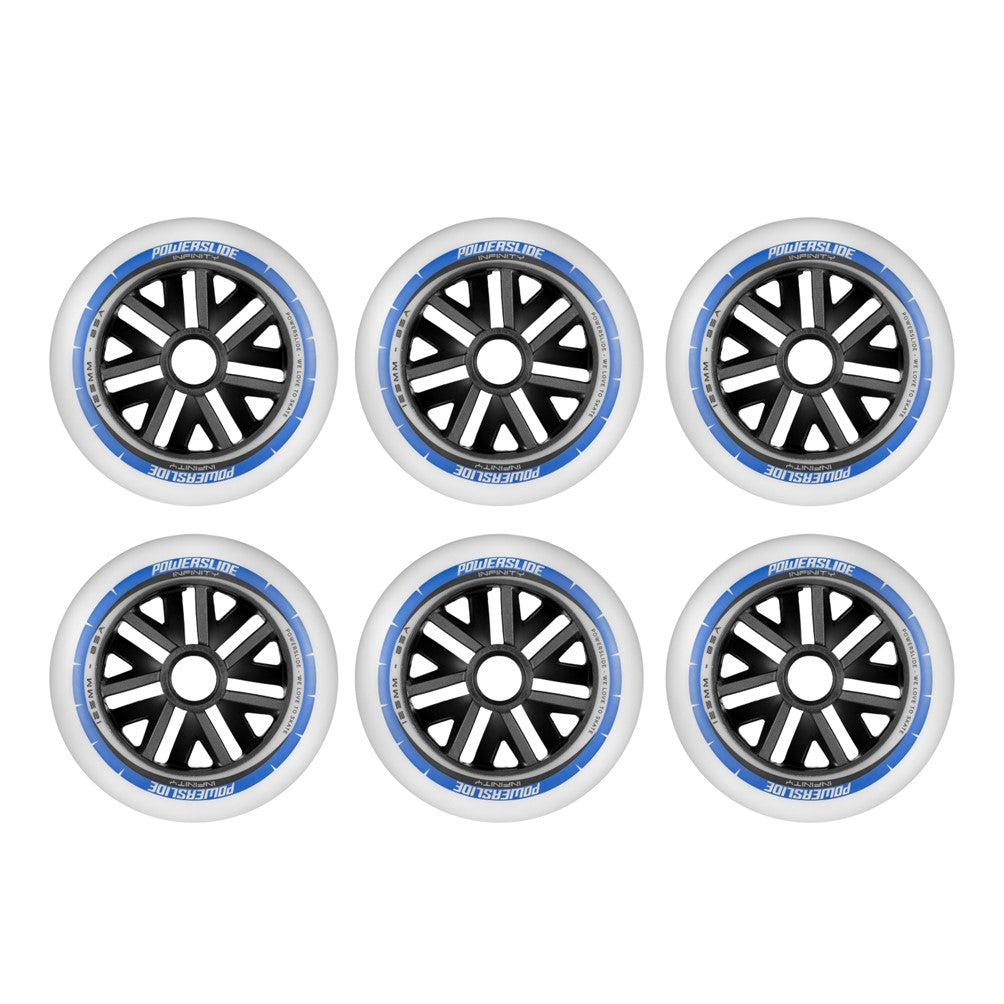 Powerslide Infinity White Inline Skate Wheels 125mm 85A - 6 Pack - Lucky Skates