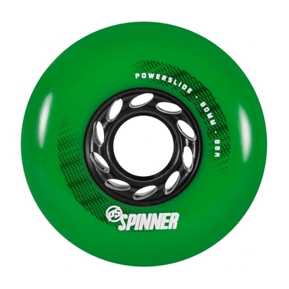 Powerslide Spinner Green Inline Wheel 80mm 88A - 4 Pack - Lucky Skates