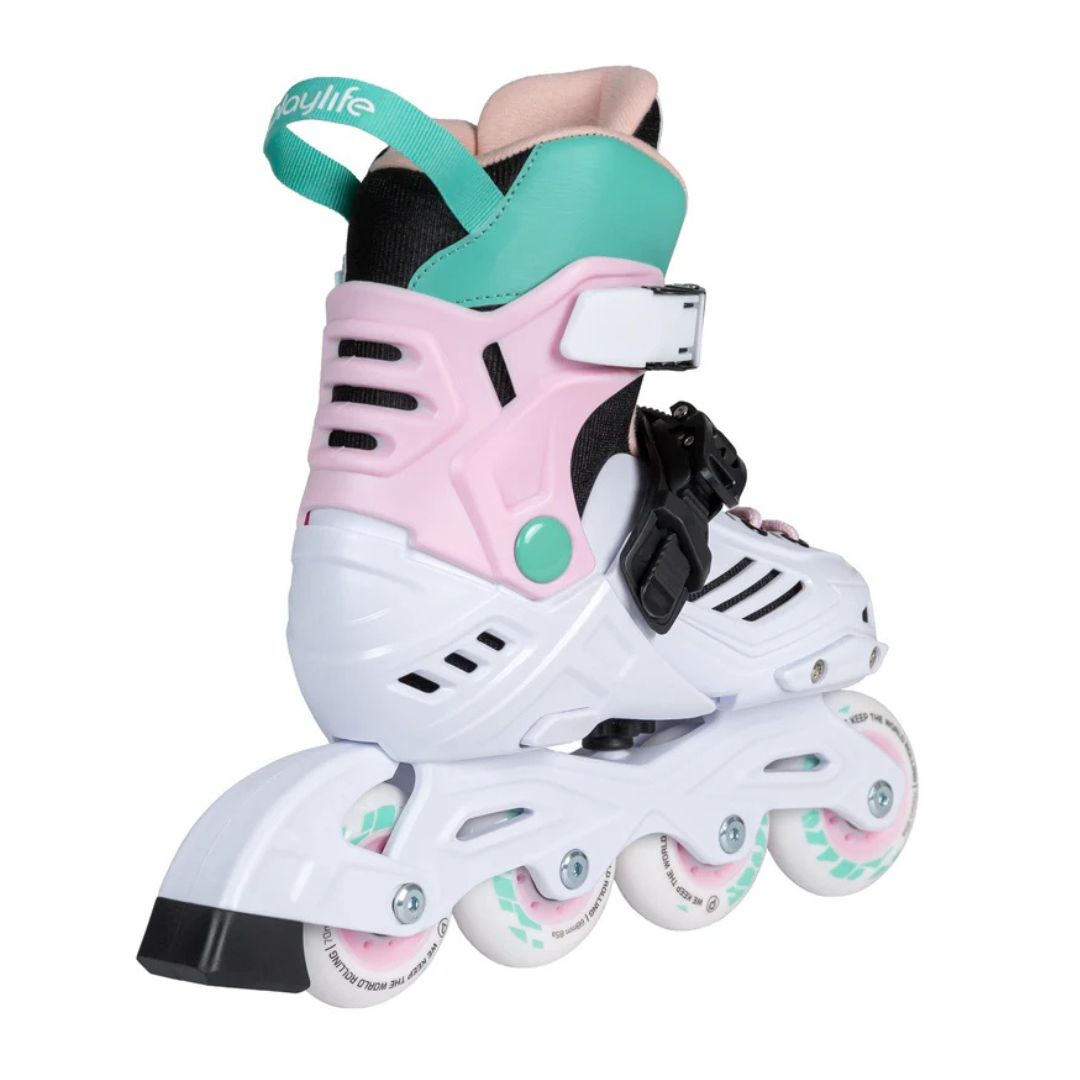 Powerslide Khaan Junior LTD Pastel Pink Aqua White Children's Adjustable Inline Skates - Lucky kates 