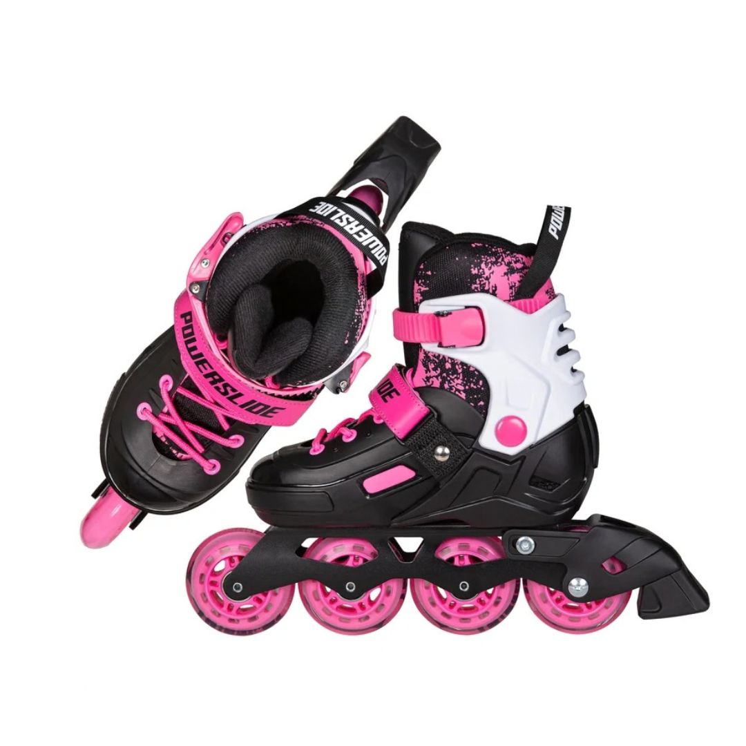 Powerslide Khaan Magic Kids Junior Adjustable Inline Skates Pink Black - Lucky Skates 