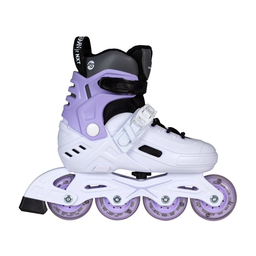 Kids Adjustable Powerslide Khaan Junior LTD White Purple Inline Skates - Lucky Skates