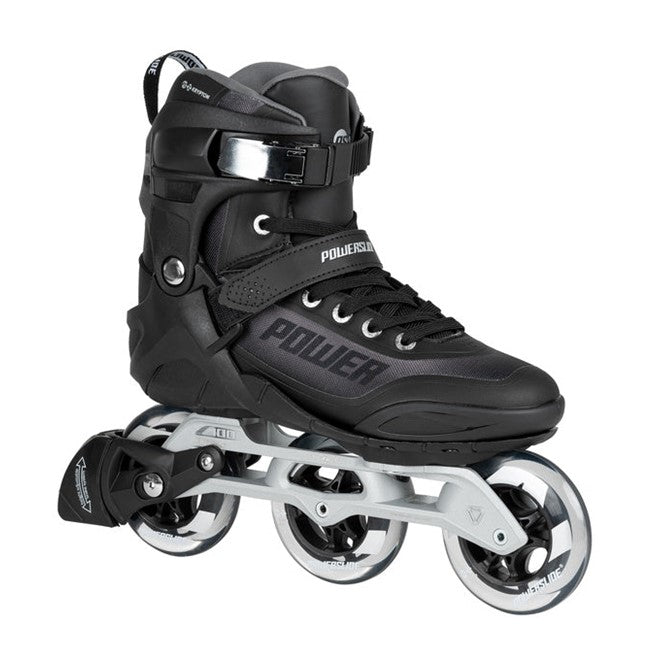 Powerslide Krypton Phuzion Chrome 100 Inline Tri Skates Black Grey - Lucky Skates